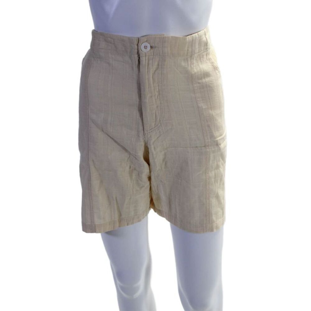 SMR Days Womens Cotton Ruched Buttoned Flat Front Casual Shorts Beige Size XL